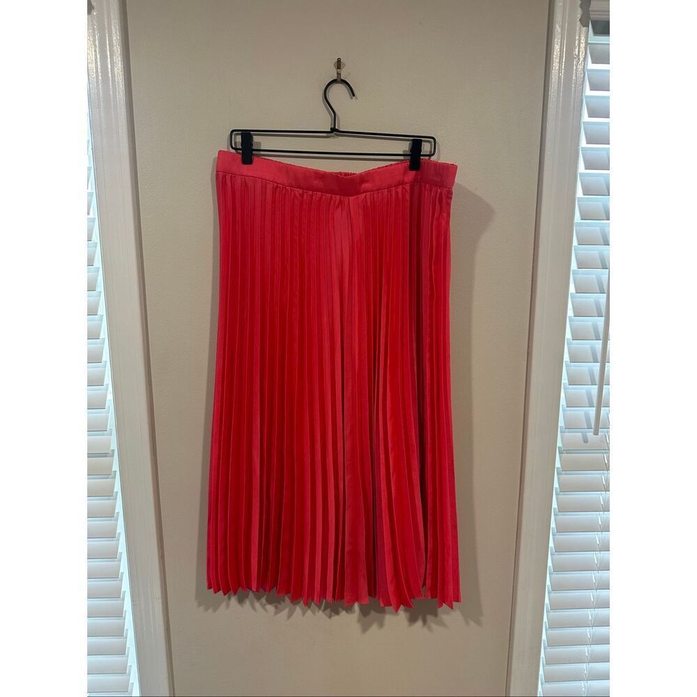 J. Crew 2XL Red Pleated Midi/Maxi Skirt - Picture 1 of 4